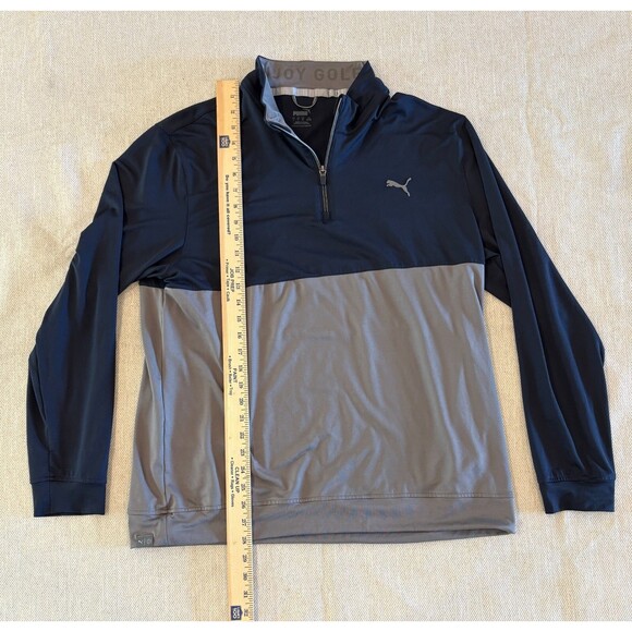 Puma Enjoy Golf 1/4 Zip Performance Sweatshirt Mens Large Navy Blue - Picture 2 of 7